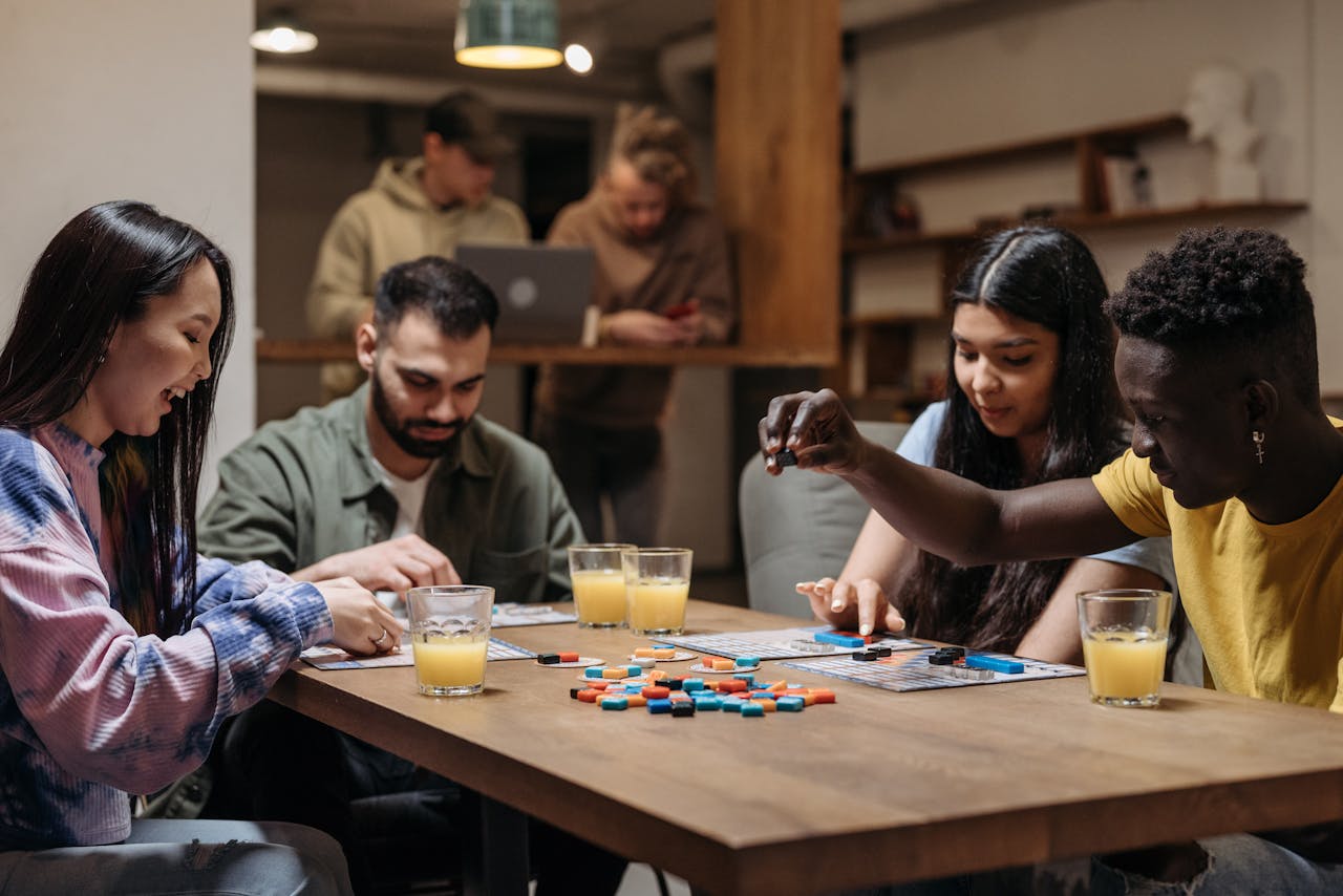 A Group of People Playing Board Game